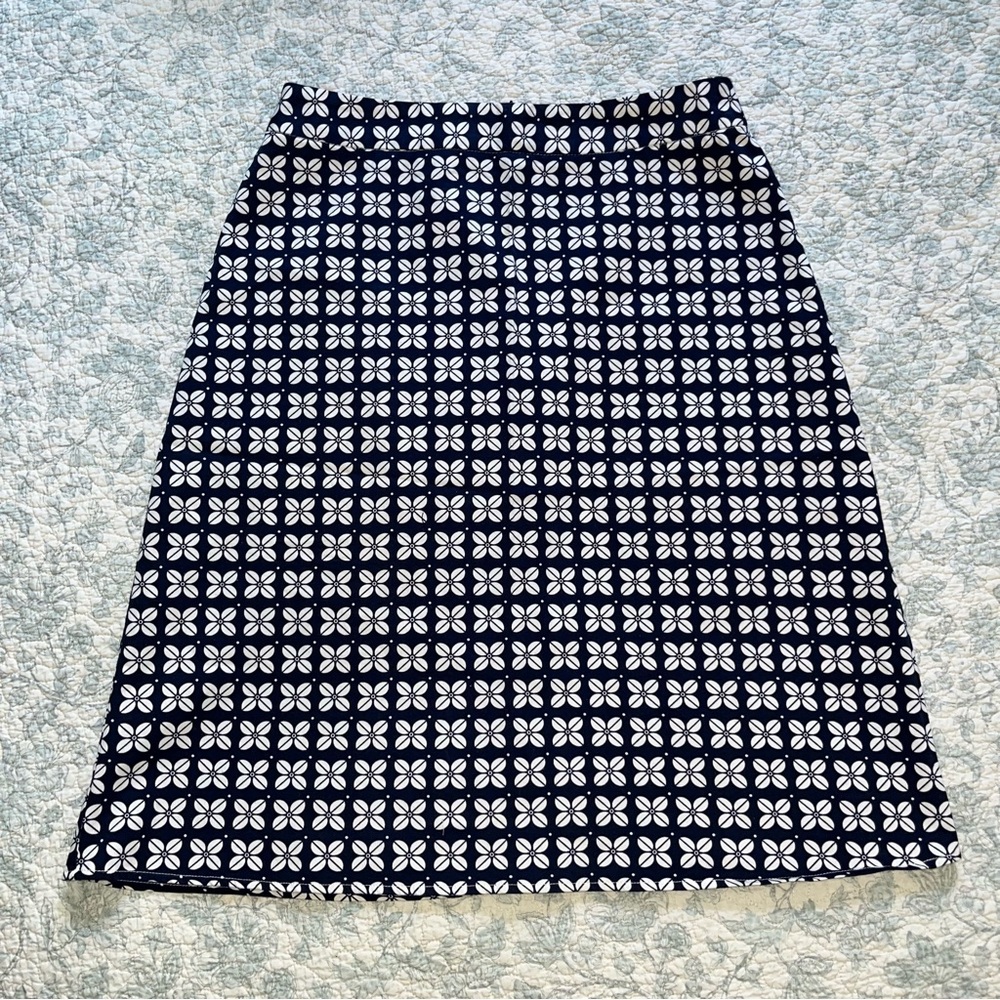 DownEast Blue and White A-Line Skirt Knee-Length (1-140)